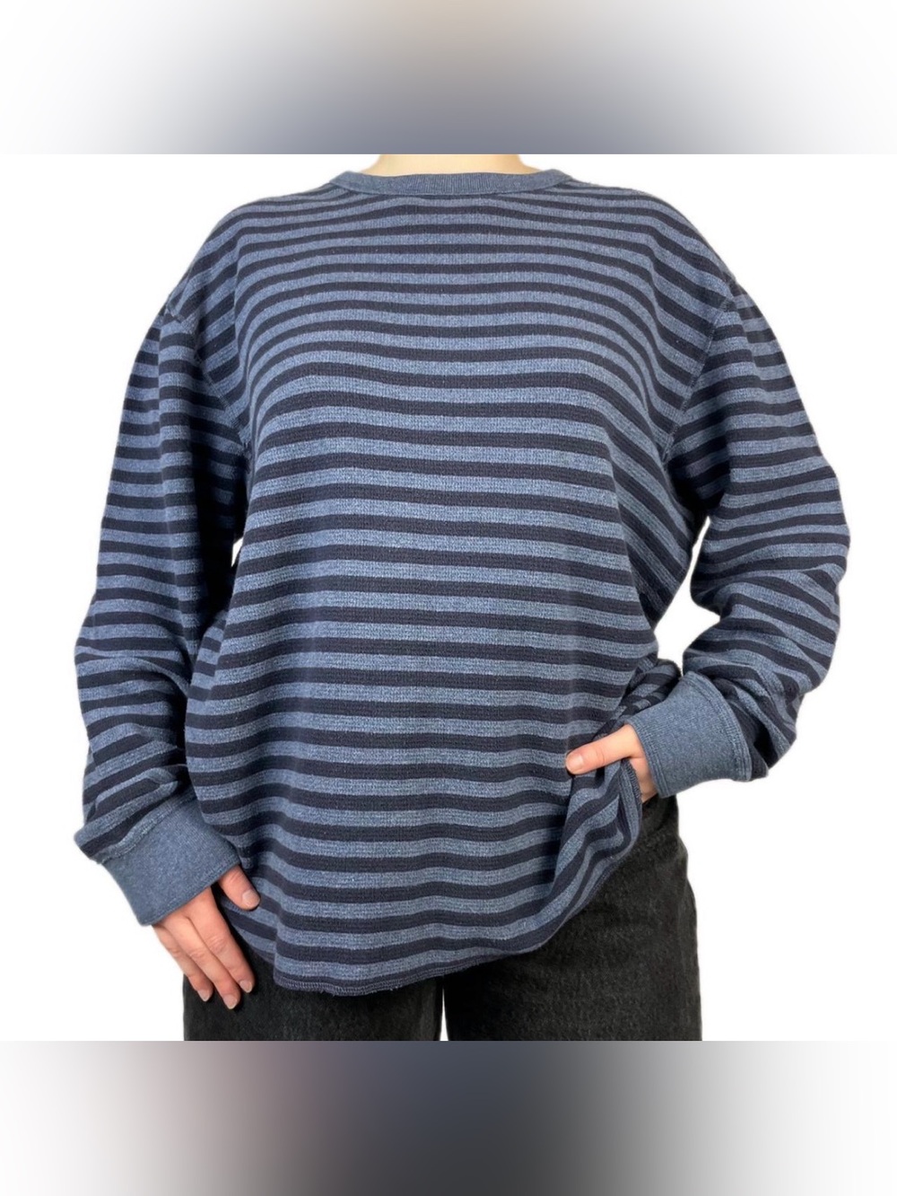 Sonoma Navy and Light Blue Striped Crewneck Sweater